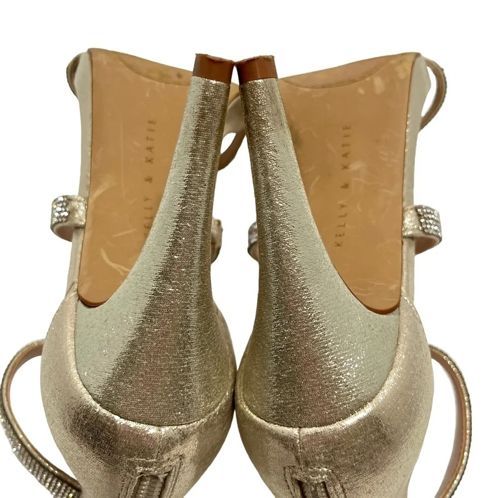 Kelly & Katie Courtnee Gold Sparkly Prom Wedding Heels Size 8 M